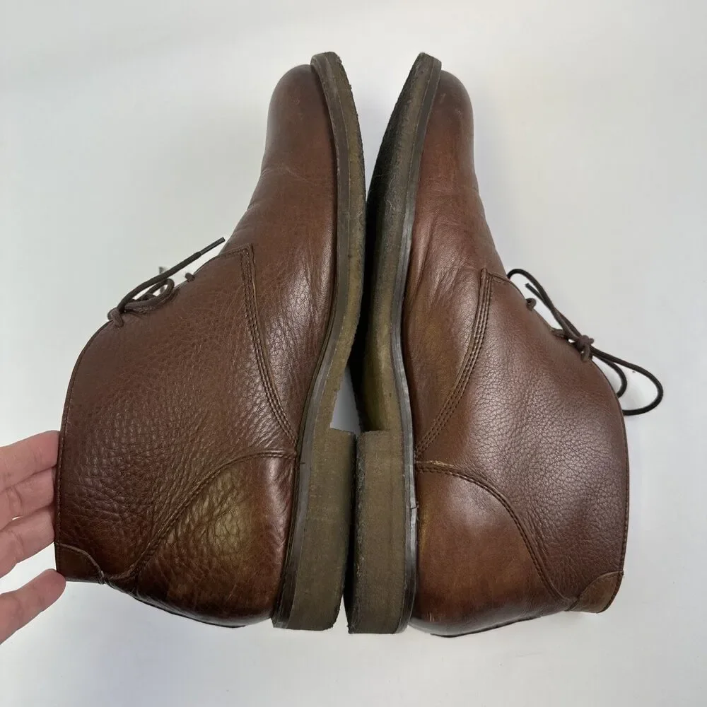 Johnston And Murphy Chukka Boot Brown Pebbled Leather LaceUp Crepe Sole Men 11.5